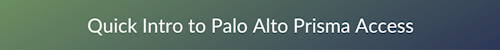Quick Intro to Palo Alto Prisma Access