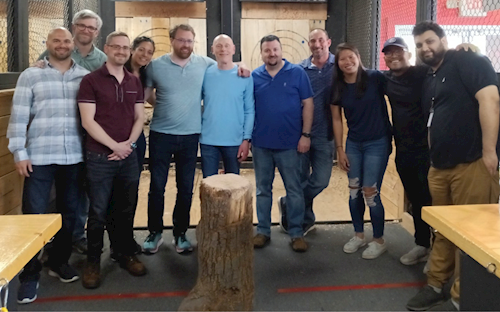 Vandis team at Axe Throwing